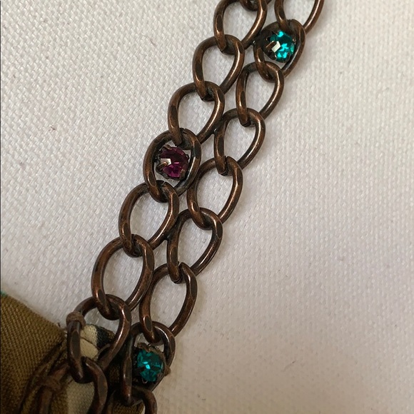 Sky 100% Silk Dress w/ Chain and Rhinestones - Picture 3 of 5